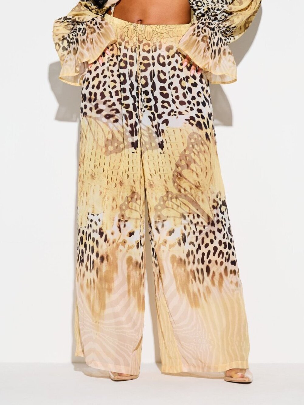 Multicolor Boho Women's Animal Print Palazzo Trousers